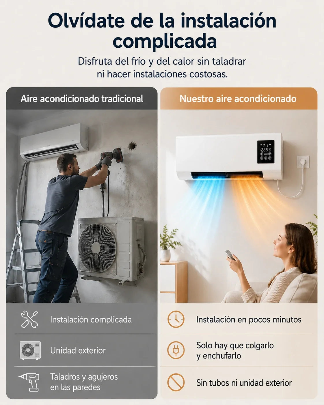 Aire acondicionado portátil de pared 2 en 1 ClimaDuo (frío y calor)